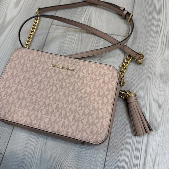 MICHAEL KORS Ginny Jet Set Medium Logo Camera Box Purse Crossbody Bag 32F8GF5M2B
